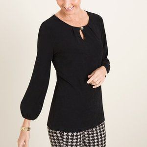 Chico's Travelers Classic Keyhole Hardware-Detail Black Top